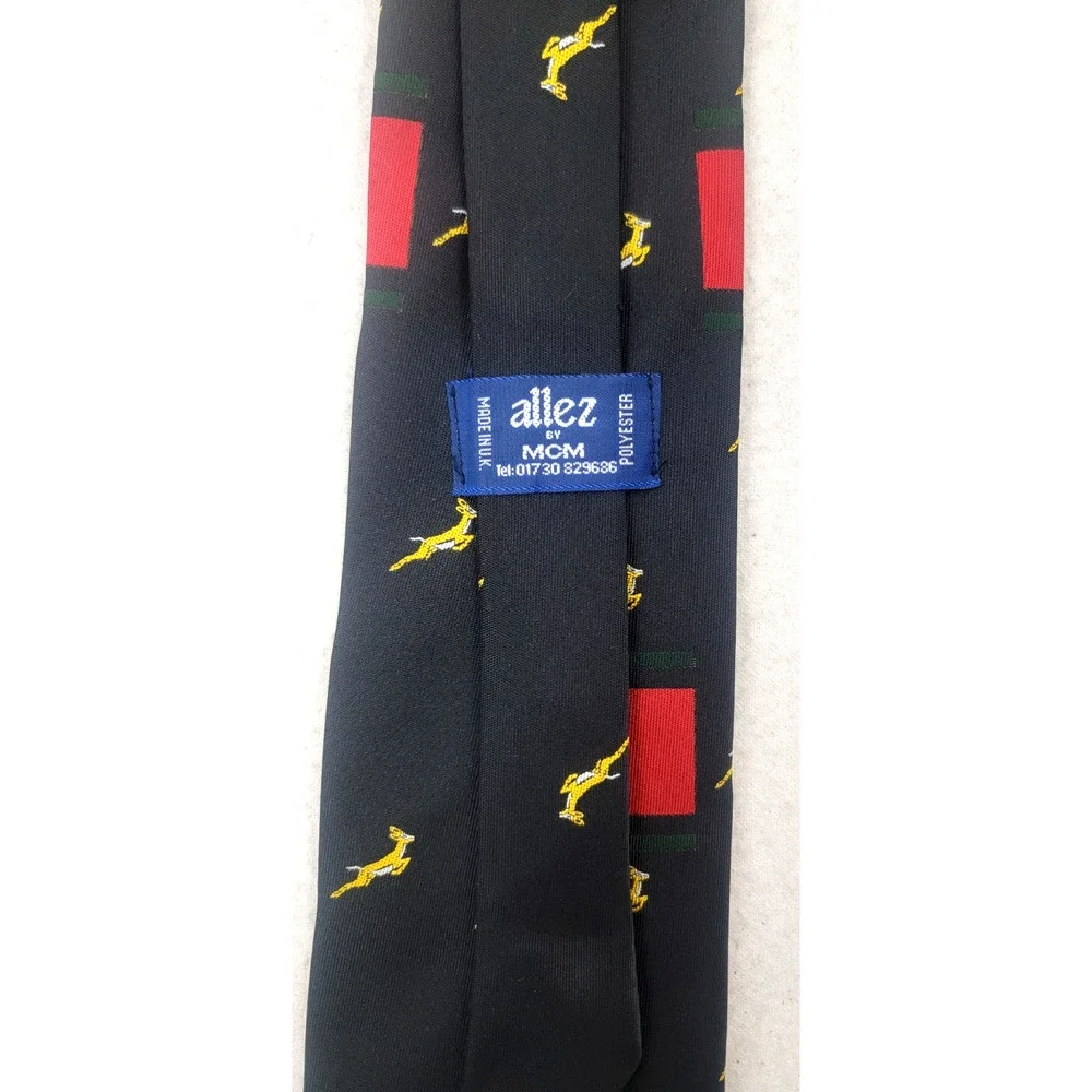 Vintage Allez 90s Antelope Novelty Tie Black Yellow Animal Print